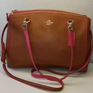 *NEW * Large Coach Tan & Pink Brooke Carryall